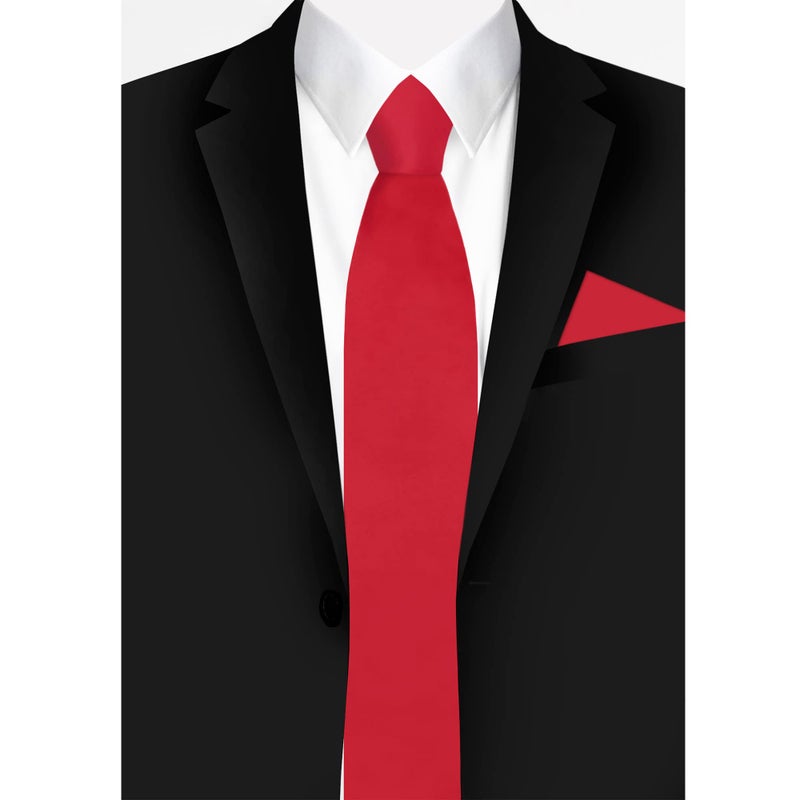 Jacob Alexander Solid Color Men's Regular Tie - Crimson Red - Image 3
